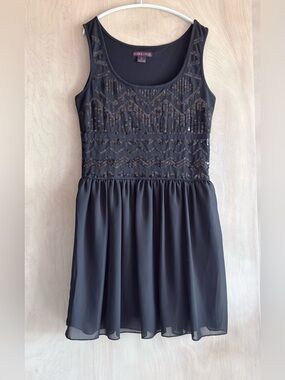 Rock & Roll Cowgirl Tank Dress Black Sequin Ballerina Western Glam Womens L EUC